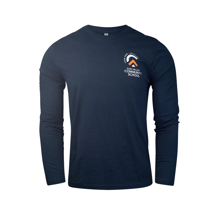 Adult Next Level Long Sleeve Crew Neck Cotton T-Shirt in Navy or White