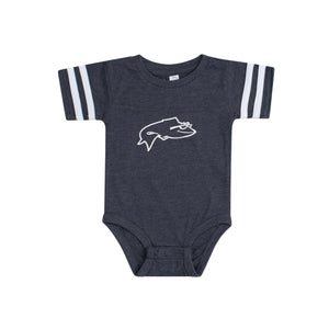 Rabbit Skins Short Sleeve Onesie Navy with White Stripes