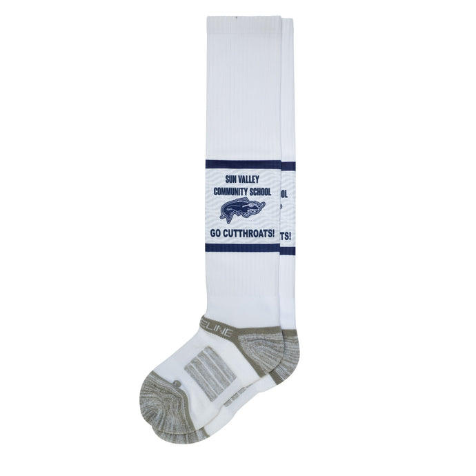 Strideline Tall Athletic Sock with Sun Valley Community School and Cutthroat Mascot in Adult Size S or M/L